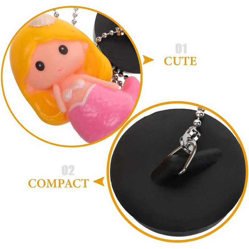 Super Solid Rubber Mermaid Tub Stopper Plug With Sturdy Anchor Chain Stops Water Leaks Fast And Creates A Snug Seal For Any Bathroom Drain Setup Definitely A Must Have Upgrade For Your Daily Routine And Handles Kitchen Needs Too