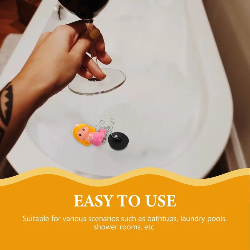 Super Solid Rubber Mermaid Tub Stopper Plug With Sturdy Anchor Chain Stops Water Leaks Fast And Creates A Snug Seal For Any Bathroom Drain Setup Definitely A Must Have Upgrade For Your Daily Routine And Handles Kitchen Needs Too