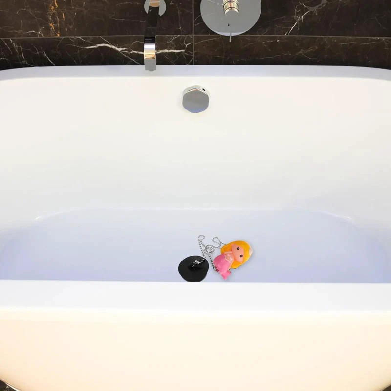 Super Solid Rubber Mermaid Tub Stopper Plug With Sturdy Anchor Chain Stops Water Leaks Fast And Creates A Snug Seal For Any Bathroom Drain Setup Definitely A Must Have Upgrade For Your Daily Routine And Handles Kitchen Needs Too