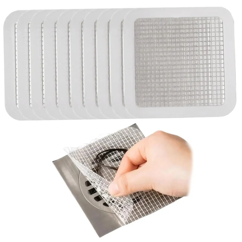 Self Adhesive Hair Drain Stickers 10 Pack Fine Mesh Shower Catcher Straight Up Game Changer For Stopping Hair Clogs In Bathtubs Showers And Sinks Without Hassle