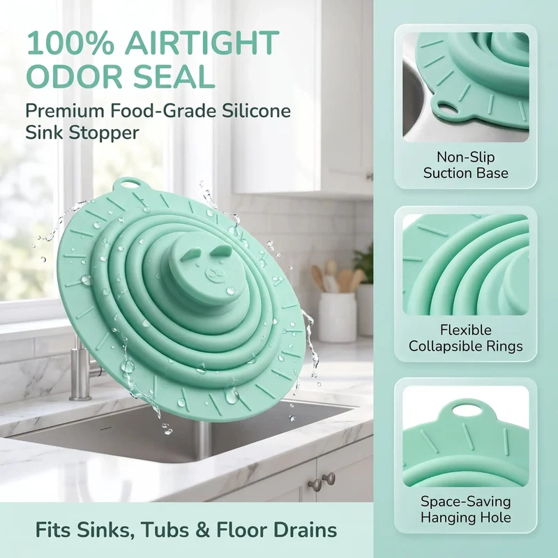 Heavy Duty Silicone Tub Stopper And Bathtub Drain Cover Six Inch Profile Delivers A Slick Drip Free Seal For Deep Soaks And Daily Bathroom Tasks Three Pack