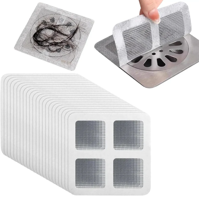 Handy Disposable Hair Drain Stickers 60 Pack Self Adhesive 4X4 Inch Square Covers For Shower Tub Sink Effortlessly Traps Hair Strands And Blocks Stubborn Clogs Quick Peel And Toss Routine Saves You Time And Trouble