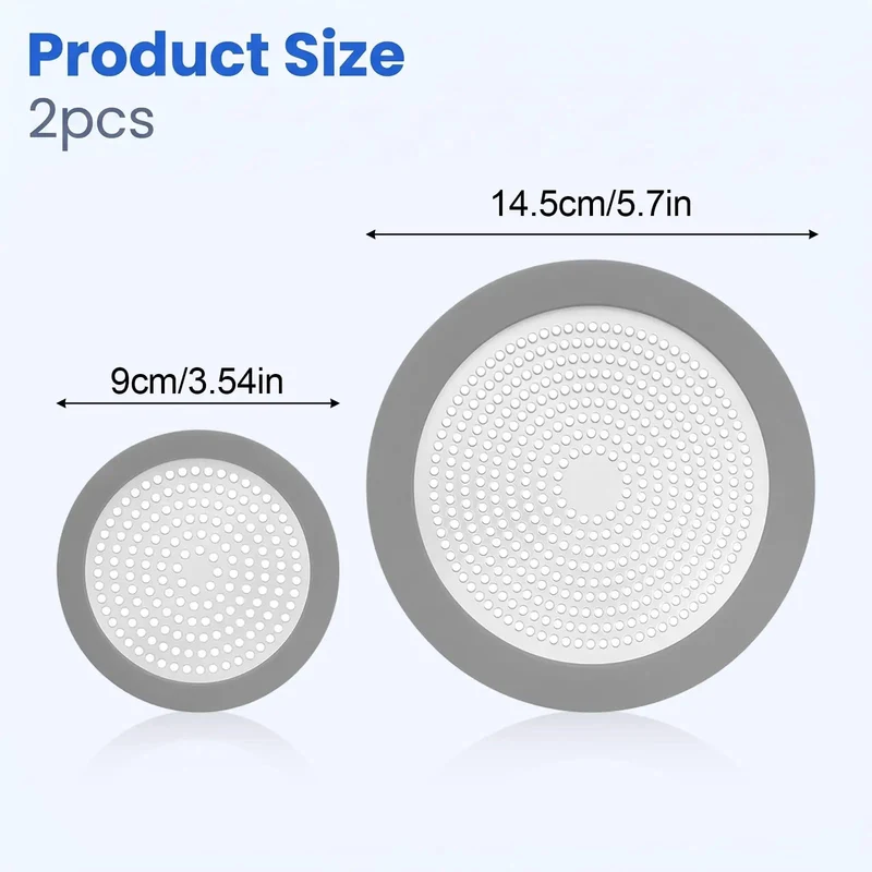 Two Pack Shower Drain Hair Catcher And Bathtub Cover Dual Size Sink Strainer To Bust Sneaky Clogs Keep Your Drainage On Track No Sweat Installation For Rental Units And Households Quality Assured Design