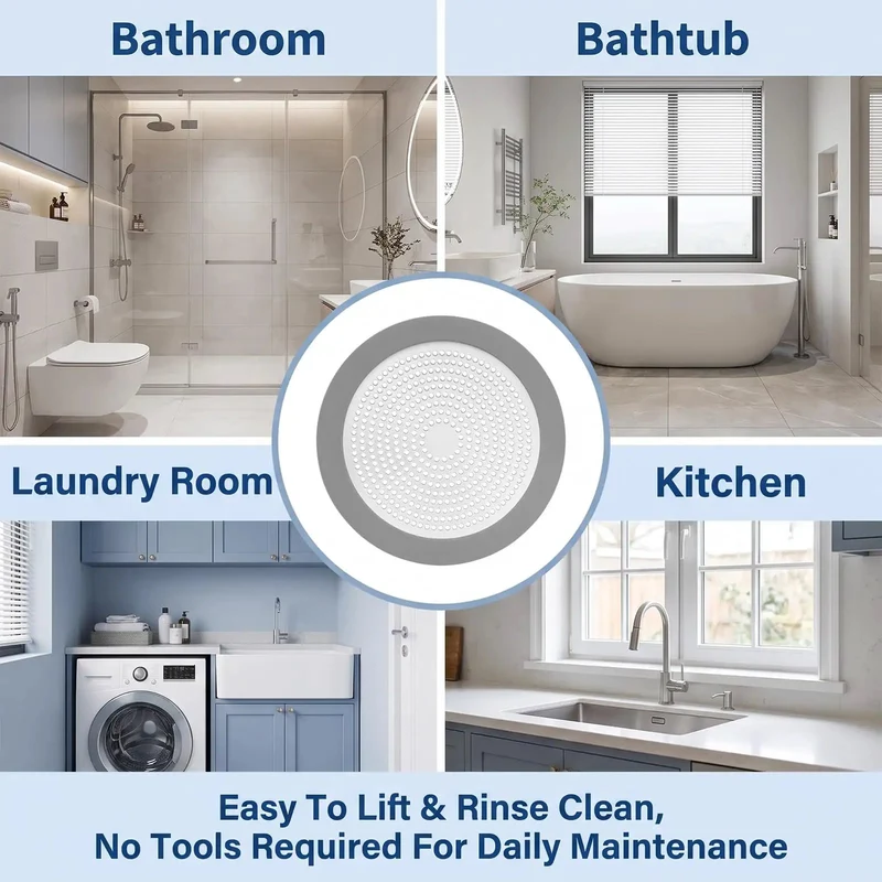 Two Pack Shower Drain Hair Catcher And Bathtub Cover Dual Size Sink Strainer To Bust Sneaky Clogs Keep Your Drainage On Track No Sweat Installation For Rental Units And Households Quality Assured Design