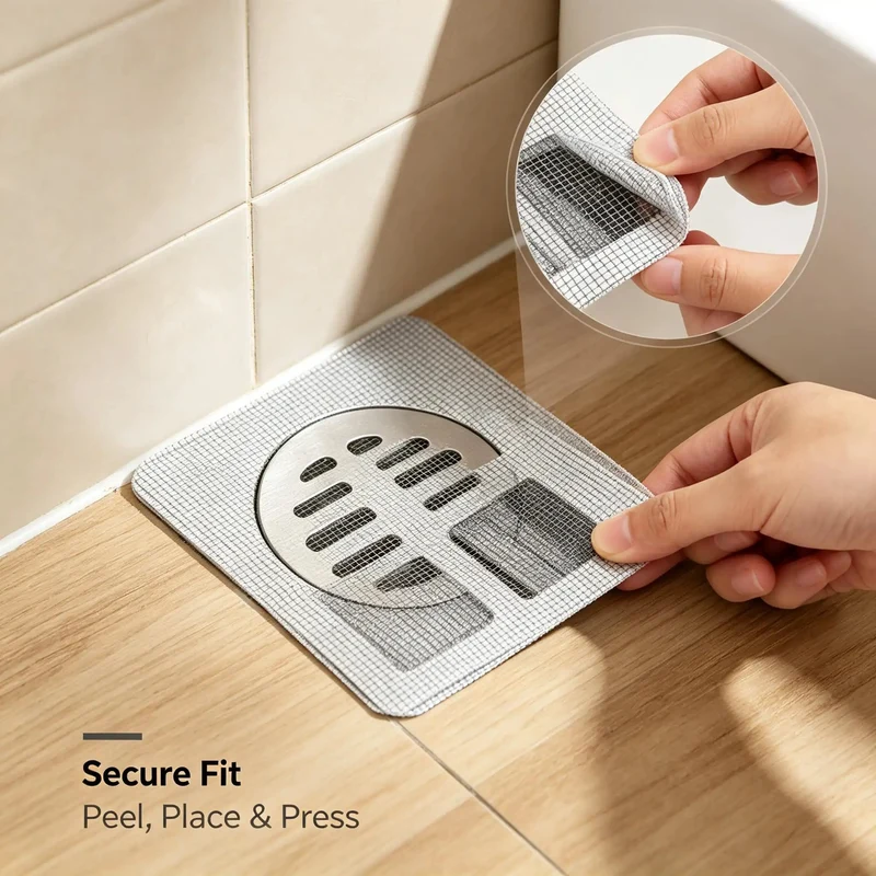 80 Pack 4X4 Inch Disposable Hair Drain Covers With Strong Peel And Stick Backing Anti Clog Shower Sink Strainer Mesh To Snag Hair Fast And Keep Your Plumbing In Tip Top Shape Always