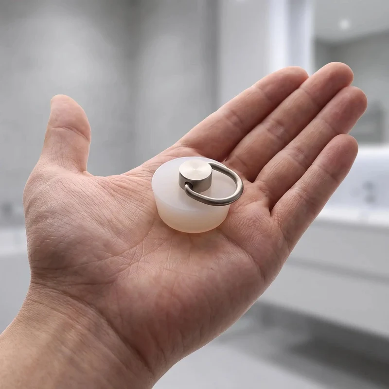 White Silicone Pop Up Tub Plug With Hanger Loop Super Tight Seal For Sink And Shower Zero Sweat Install Smooth Operator Design Keeps Water Locked In And Wash Basin Clean For Ultimate Bathroom Comfort