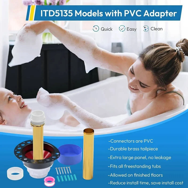No Fuss Freestanding Bathtub Drain Kit With Brass Abs Backflow Preventer And Built In Leak Test Port For Straightforward Setup And Quick Quiet Draining Action