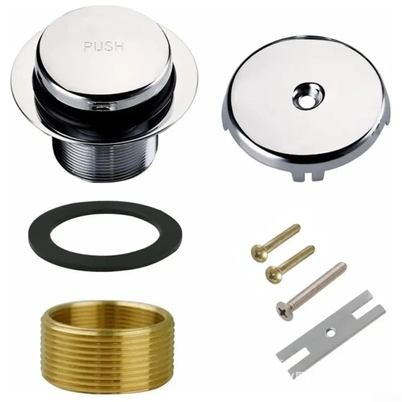 Slick Single Hole Bathtub Drain Kit With Silver Plastic Overflow Cap To Slam A No Fuss Seal Against Stank And Keep It Fresh While Dropping Onto Pipes Measuring One Point Fifteen To Two Inches Wide For A Hassle Free Reno Any Weekend Warrior Can Handle