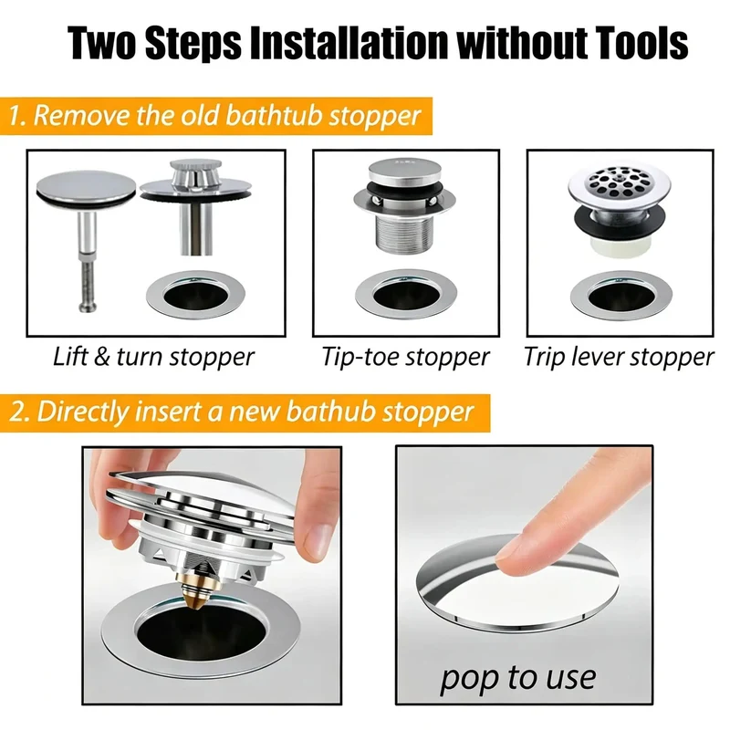 Universal Pop Up Bathtub Drain Stopper With Built In Hair Catcher Easy Push Pull Tub Plug For Bathroom Clog Prevention Straight Up Works Like A Charm Every Time No Fuss Installation Saves Real Cash On Plumbers Solid Build Quality You Can Trust