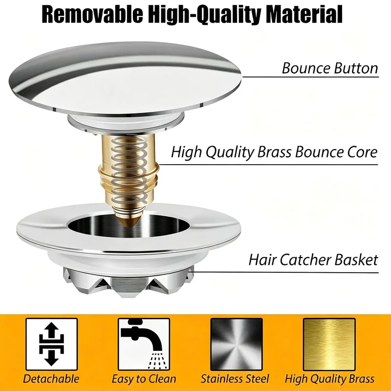 Universal Pop Up Bathtub Drain Stopper With Built In Hair Catcher Easy Push Pull Tub Plug For Bathroom Clog Prevention Straight Up Works Like A Charm Every Time No Fuss Installation Saves Real Cash On Plumbers Solid Build Quality You Can Trust