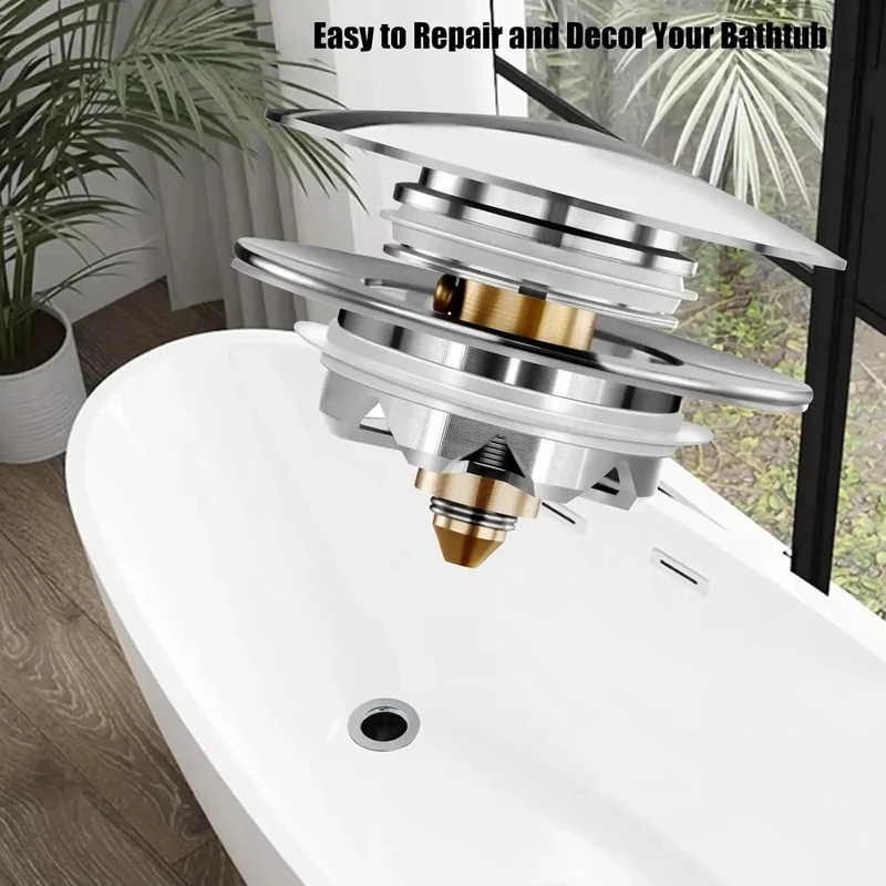 Universal Pop Up Bathtub Drain Stopper With Built In Hair Catcher Easy Push Pull Tub Plug For Bathroom Clog Prevention Straight Up Works Like A Charm Every Time No Fuss Installation Saves Real Cash On Plumbers Solid Build Quality You Can Trust