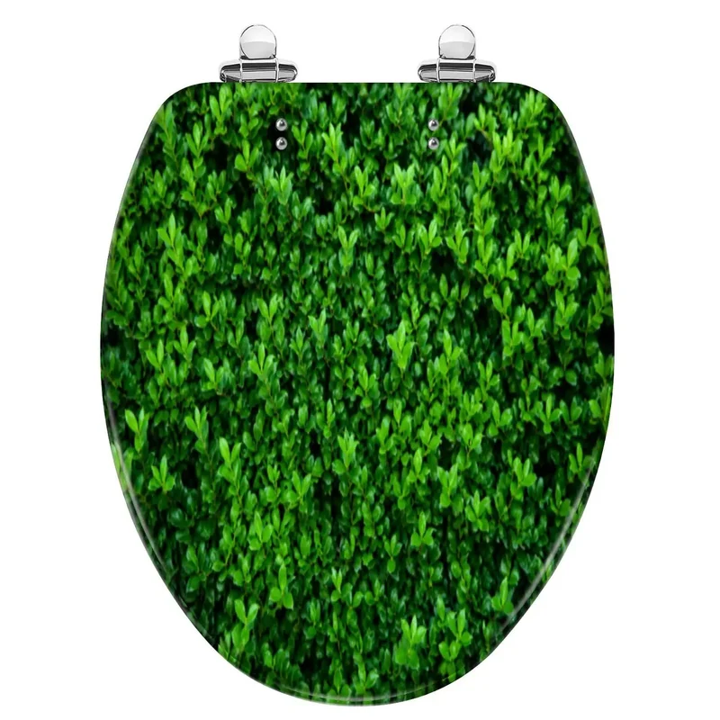 Elongated Soft Close Toilet Seat Made From Dang Solid Resin Featuring A Killer Dark Green Moss And Rustic Concrete Design That Brings Serious Style To Your Daily Routine