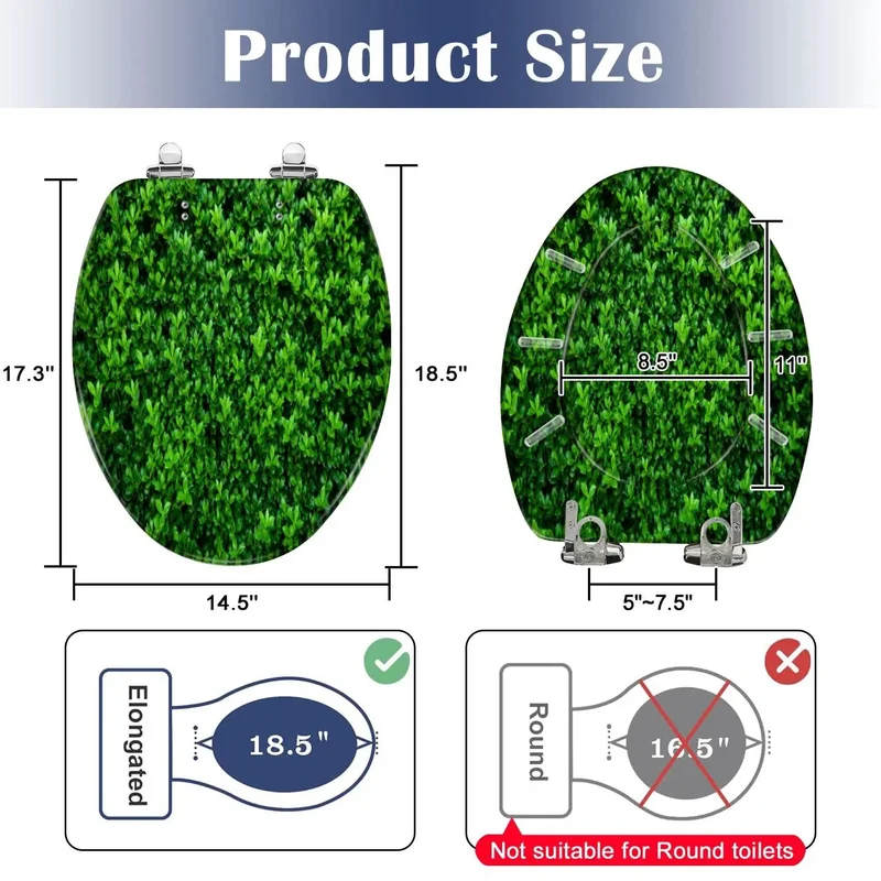 Elongated Soft Close Toilet Seat Made From Dang Solid Resin Featuring A Killer Dark Green Moss And Rustic Concrete Design That Brings Serious Style To Your Daily Routine