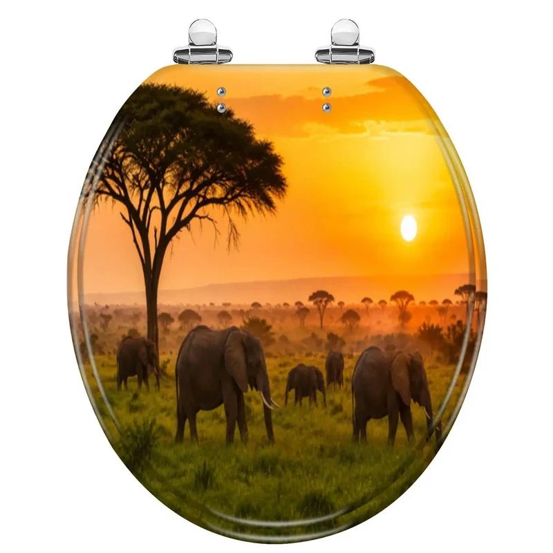 Round Sunset Resin Toilet Seat With Slow Closing Lid Built Tough For Daily Bathroom Use Say Goodbye To Loud Bangs Heavy Duty Fixture Upgrade Your Entire Home With Rock Solid Performance And Zero Fuss Installation