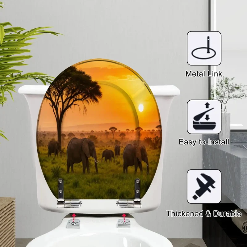 Round Sunset Resin Toilet Seat With Slow Closing Lid Built Tough For Daily Bathroom Use Say Goodbye To Loud Bangs Heavy Duty Fixture Upgrade Your Entire Home With Rock Solid Performance And Zero Fuss Installation