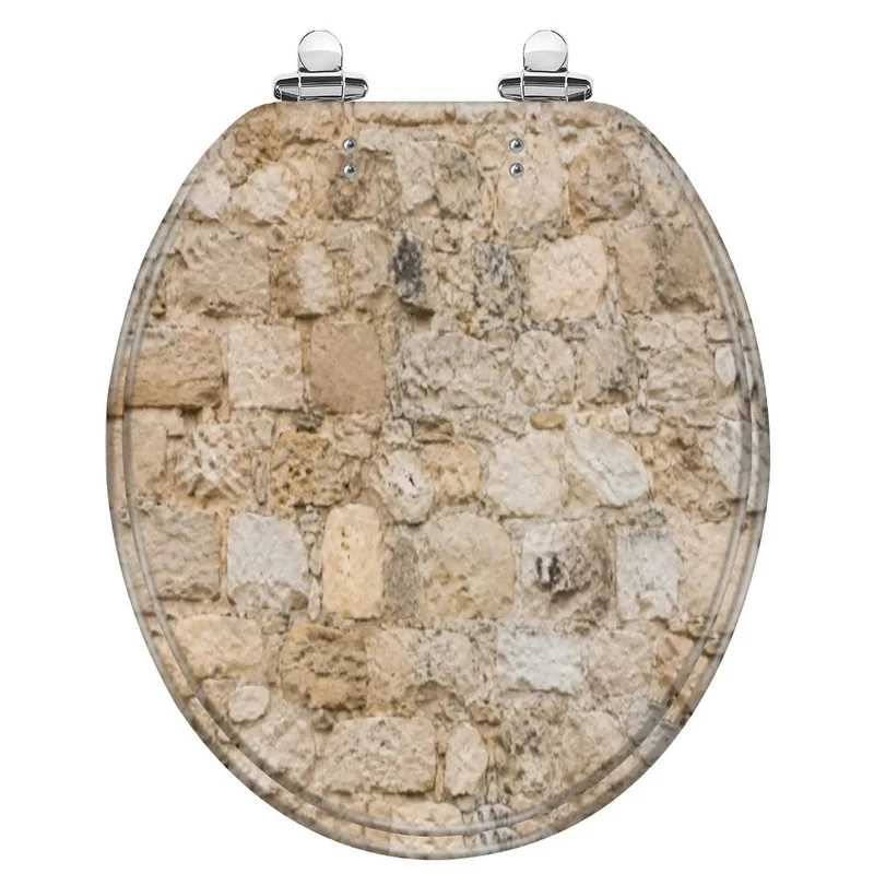 Round Stone Look Resin Toilet Seat With Soft Close Quiet Lid And Heavy Duty Hinges Built Tough For No Fuss Daily Use And Smoother Bathroom Upgrades Today