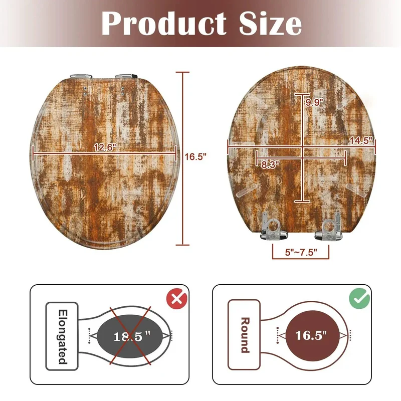 Top Tier Soft Close Round Toilet Seat With A Grungy Rustic Finish Built Tough For Everyday Use Smooth Quiet Action Delivers Straight Up Reliability For Your Bathroom Setup