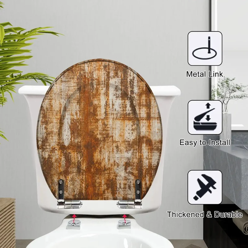 Top Tier Soft Close Round Toilet Seat With A Grungy Rustic Finish Built Tough For Everyday Use Smooth Quiet Action Delivers Straight Up Reliability For Your Bathroom Setup