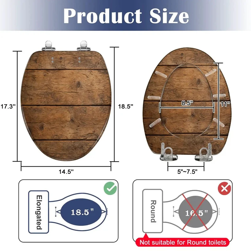Tough As Nails Elongated Toilet Seat With Authentic Brown Wood Finish Built From Durable Resin To Survive The Daily Grind Silent Soft Close Hinges Banish Loud Slamming For Peaceful Bathroom Moments