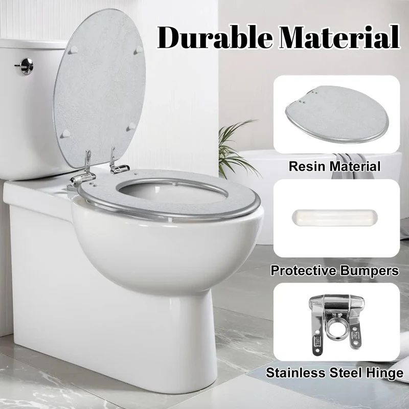 Top Shelf Elongated Toilet Seat Showcasing Cool Vintage Retro Backgrounds Art Built From Tough Resin For Solid Daily Performance Paired With Reliable Soft Close Lids To Avoid Noisy Slams And Add Sick Style To Your Bathroom Upgrade Project Right Now
