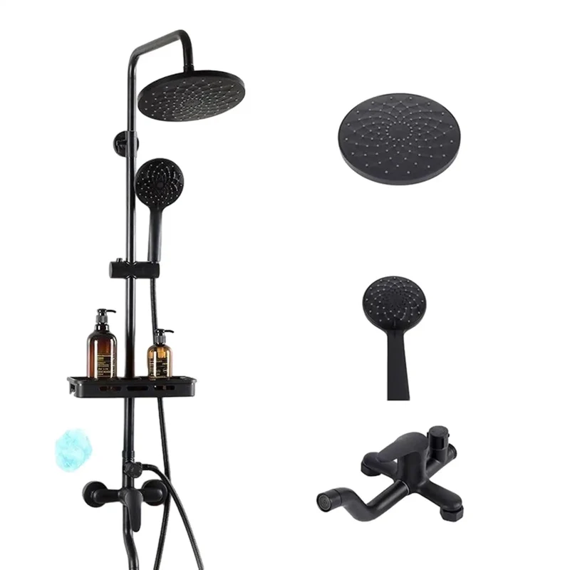 Rock Solid Exposed Shower System Matte Black Wall Mounted Bathtub Faucet Set With Three Functions Engineered From Genuine Lead Free Brass For Heavy Duty Pressure And Supercharged Flow