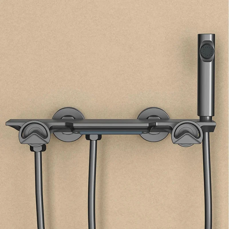 Wall Mounted Shower System Featuring Adjustable Height Handheld Head Plus Waterfall Tub Spout Premium Sleek Bathroom Shower Mixers Set For Totally No Sweat Showers