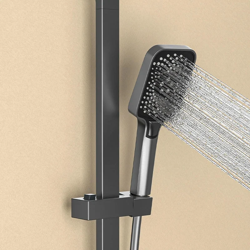Wall Mounted Shower System Featuring Adjustable Height Handheld Head Plus Waterfall Tub Spout Premium Sleek Bathroom Shower Mixers Set For Totally No Sweat Showers