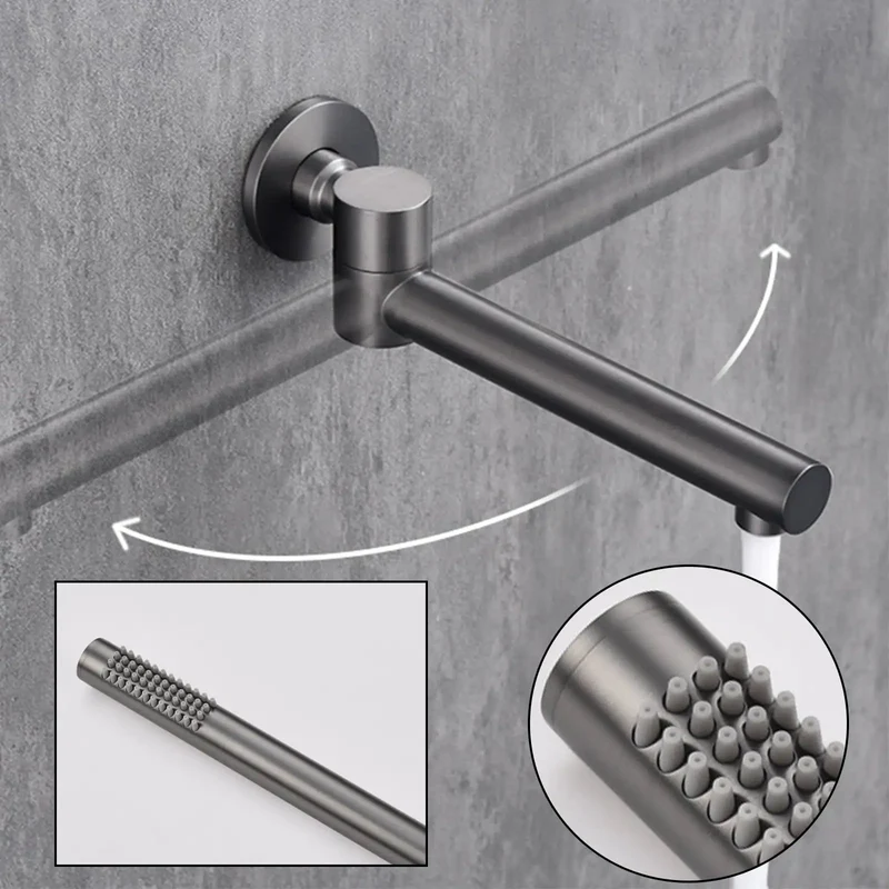 Premium Gray Wall Mounted Shower System With Four Function Rain Head And Handheld Sprayer Featuring Slick Inwall Design For A Clean Bathroom Setup That Really Hits Different