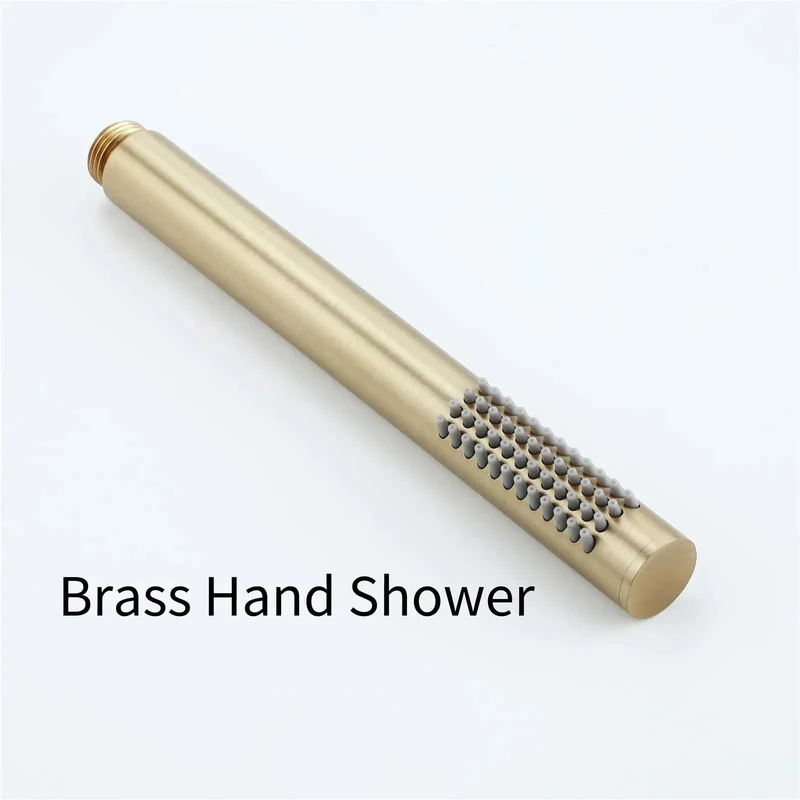 Top Shelf 8 Inch Rain Shower System With Handheld Sprayer And Six Brushed Gold Body Jets Hidden Wall Mount Bathroom Shower Head Combo Set Durable Brass Construction For Luxury Bath Experience