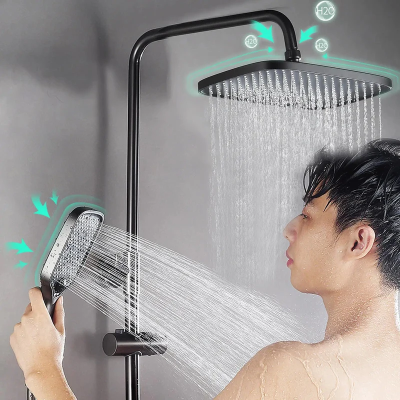 Solid Thermostatic Shower System With Digital Display And 40 Degree Constant Temp Valve Features Four Function Mixer Rain Shower Head Bathtub Faucet And Bidet Sprayer For Quick Bathroom Refresh