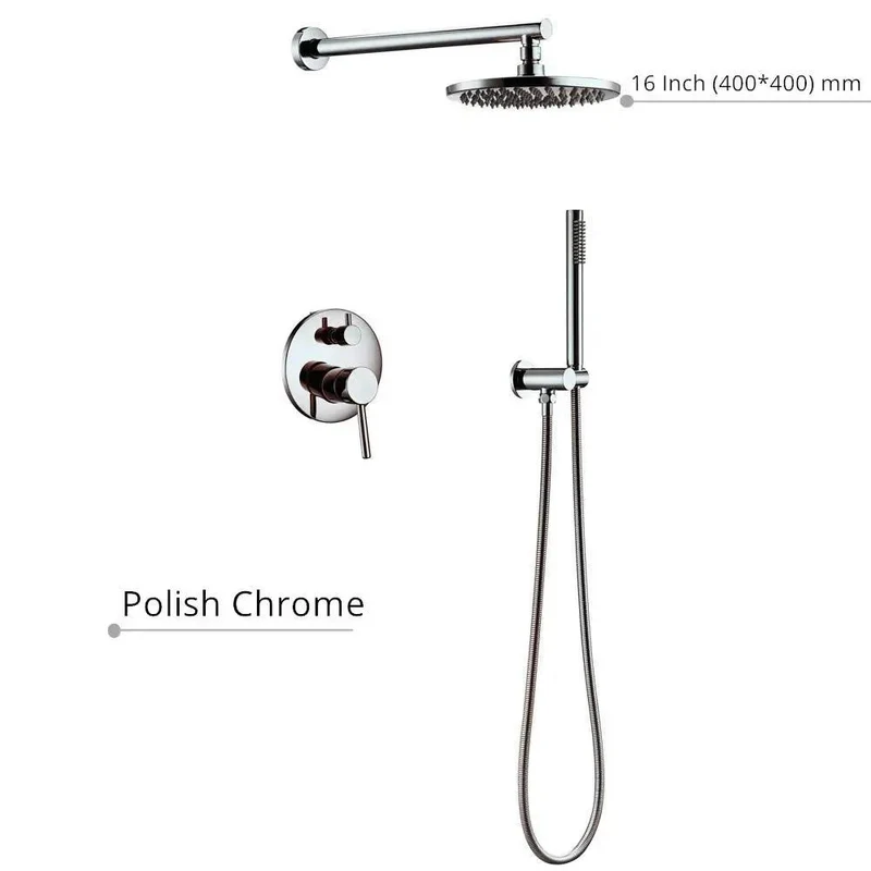 Wall Mounted Shower System With Slick Polished Chrome Dual Handle Mixer Faucet And 8 Inch Rain Showerhead Plus Handheld Sprayer For Stress Free Bath Time