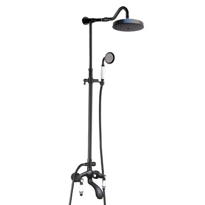 Slick Matte Black Shower System Featuring Dual Ceramic Handles Multifunction Faucet Combo With High Pressure Head Sprayer Tub Spout And Sweet Knobs That Always Deliver The Goods Daily