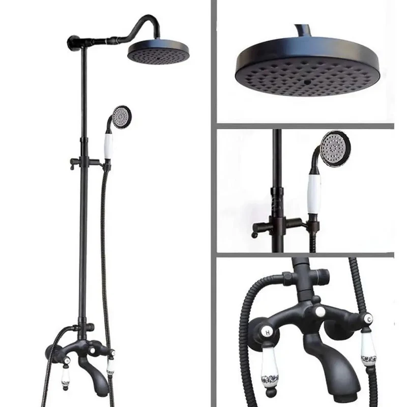 Slick Matte Black Shower System Featuring Dual Ceramic Handles Multifunction Faucet Combo With High Pressure Head Sprayer Tub Spout And Sweet Knobs That Always Deliver The Goods Daily