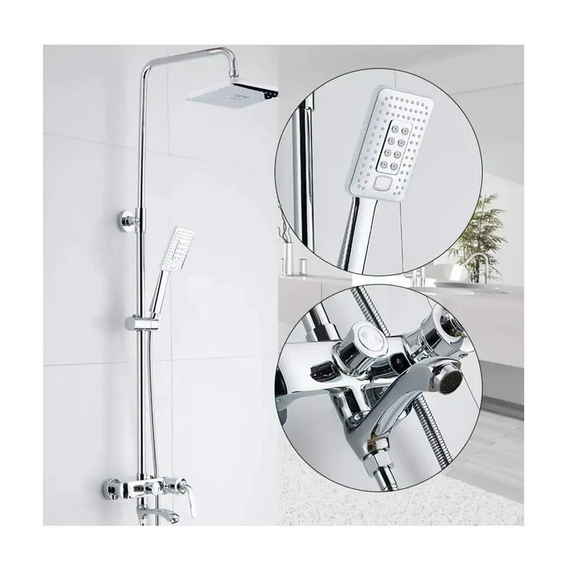 Slick Wall Mounted Shower System With Premium Chrome Finish Single Handle Faucet Bathtub Spout Rain Shower Head Handheld Sprayer Water Saving Bubbler Smooth Hot Cold Control For A Pro Level Massage Experience In Your Daily Routine