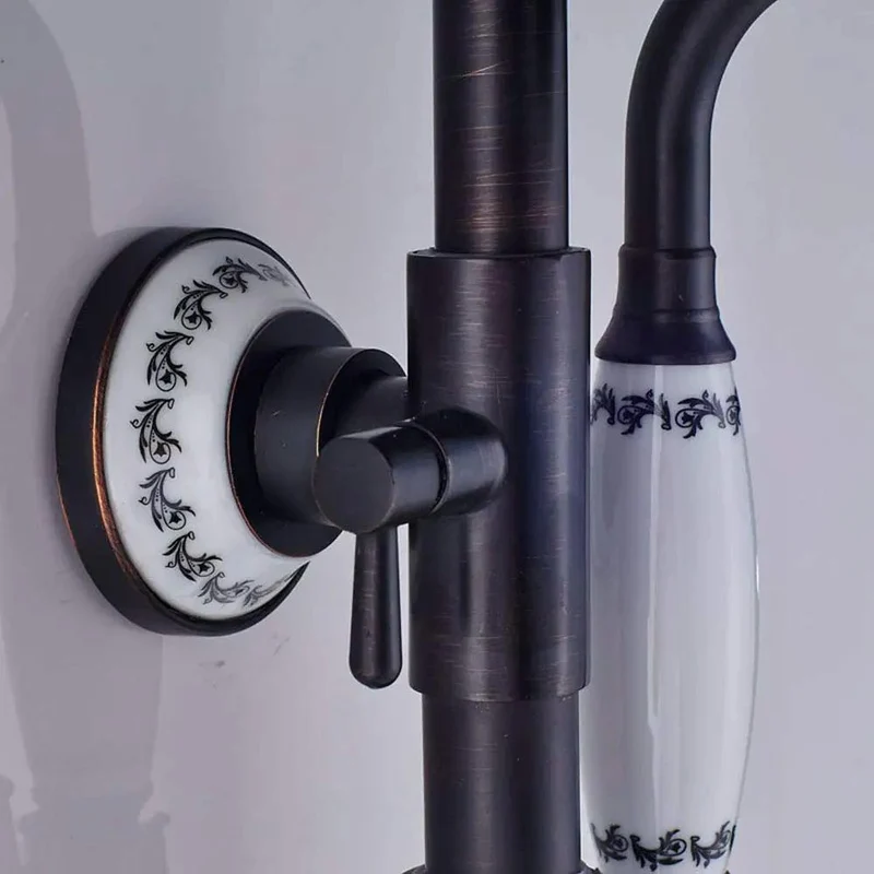 Slick Matte Bronze Shower System With Hot And Cold Water Combo Featuring Multi Function Spray Head Handheld Sprayer And Waterfall Tub Spout For A Smooth Daily Vibe And Tight Bathroom Setup