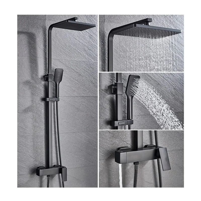 Solid Brass 3 Way Shower System Badass Durability 8 Inch Exposed Mixer With Huge Shower Head Handheld Spray Tub Spout Wall Mount Adjustable Height Sleek Black Finish Top Shelf Quality For Your Home Setup