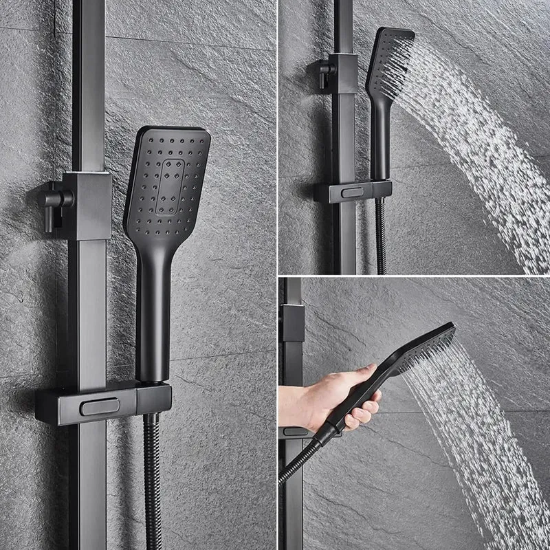 Solid Brass 3 Way Shower System Badass Durability 8 Inch Exposed Mixer With Huge Shower Head Handheld Spray Tub Spout Wall Mount Adjustable Height Sleek Black Finish Top Shelf Quality For Your Home Setup