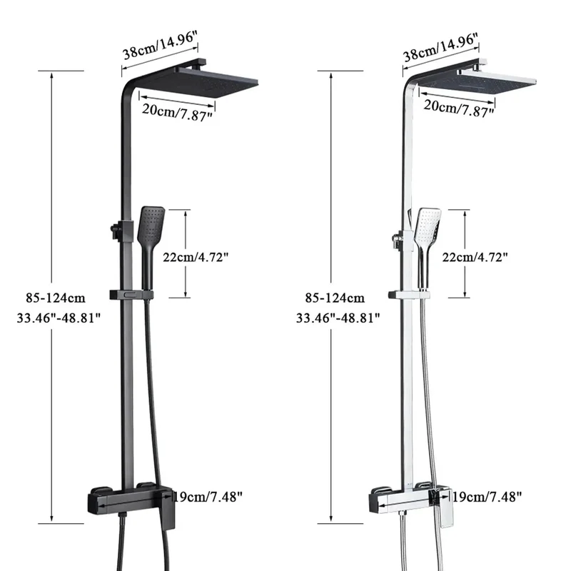 Solid Brass 3 Way Shower System Badass Durability 8 Inch Exposed Mixer With Huge Shower Head Handheld Spray Tub Spout Wall Mount Adjustable Height Sleek Black Finish Top Shelf Quality For Your Home Setup