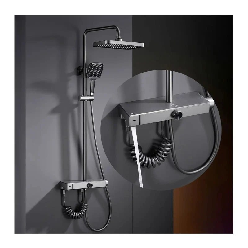 Heavy Duty Thermostatic Shower System With Four Function Brass Faucet Wall Mount Combo Featuring Multimode Handheld Sprayer Tub Spout And Quick Rinse Bidet For Zero Drama Bathroom Upgrades