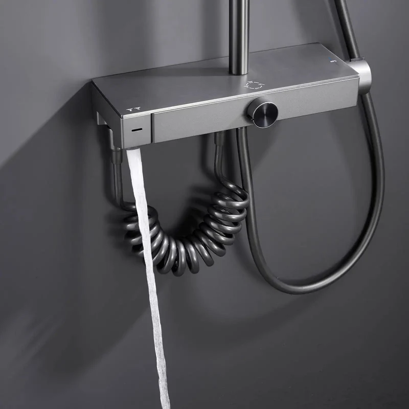 Heavy Duty Thermostatic Shower System With Four Function Brass Faucet Wall Mount Combo Featuring Multimode Handheld Sprayer Tub Spout And Quick Rinse Bidet For Zero Drama Bathroom Upgrades
