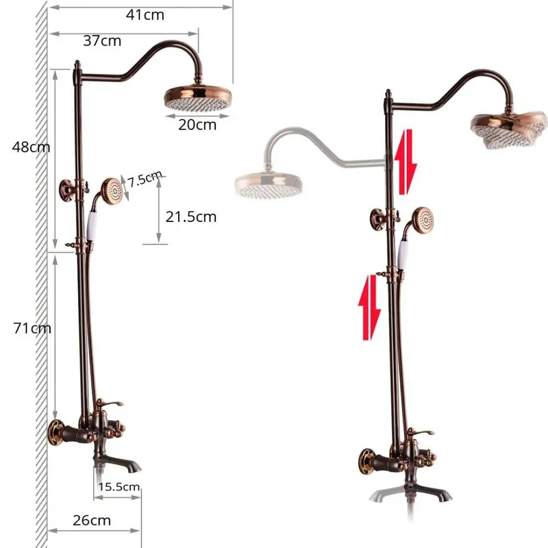 Stunning 8-Inch Rose Gold Shower System With Oversized Rainfall Head And Detachable Handheld Sprayer Bathtub Faucet Set Single Handle Valve High Pressure Spa Bathroom Glow Up Slick Modern Design