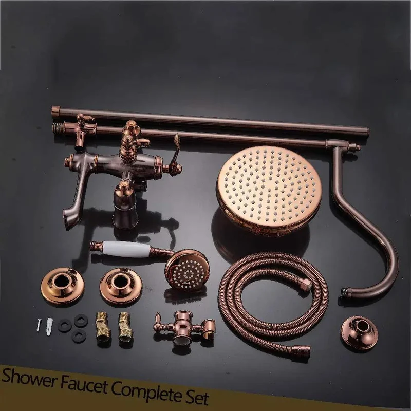 Stunning 8-Inch Rose Gold Shower System With Oversized Rainfall Head And Detachable Handheld Sprayer Bathtub Faucet Set Single Handle Valve High Pressure Spa Bathroom Glow Up Slick Modern Design