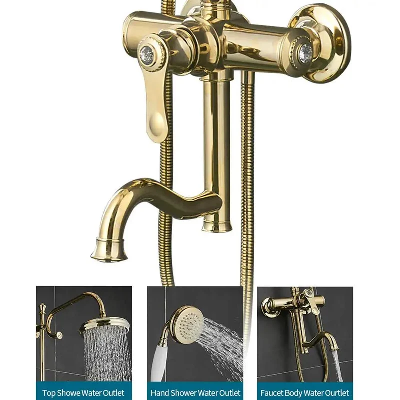 Super Satisfying 8 Inch Rainfall Shower System With Sleek Gold Finish Hella Smooth High Pressure Massage Combo Single Handle Faucet And Handheld Sprayer Whole House Upgrade