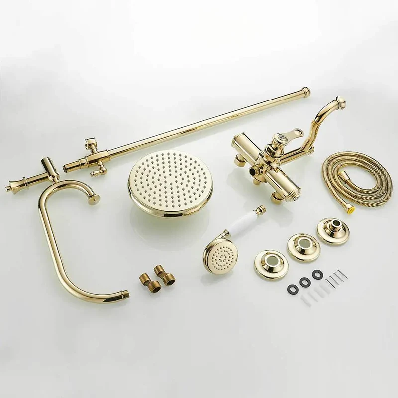 Super Satisfying 8 Inch Rainfall Shower System With Sleek Gold Finish Hella Smooth High Pressure Massage Combo Single Handle Faucet And Handheld Sprayer Whole House Upgrade