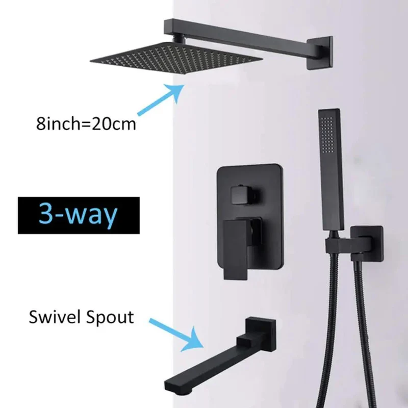 Chill Out Under This Dope Wall Mounted Concealed Shower System Featuring A Sick Matte Black Finish Smooth Flow Showerhead Handheld Sprayer And Swivel Tub Spout For Your Ultimate Bathroom Fresh Setup