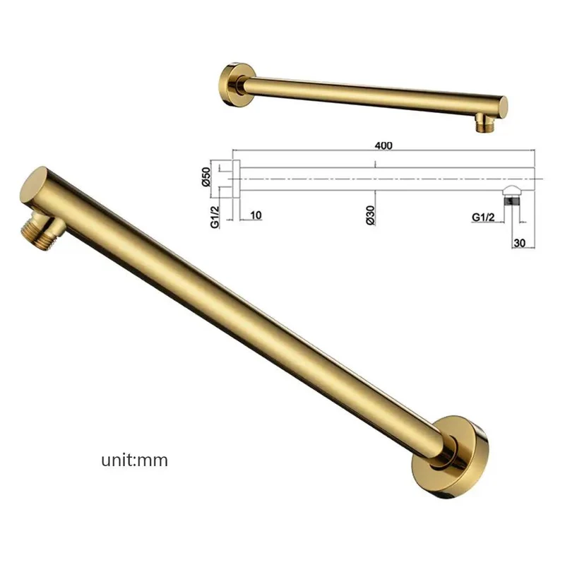Wall Mounted Dual Handle Shower System Featuring Slick Titanium Gold Brass Finish And Pressurized Flow For A Buttery Smooth Heavy Duty Bathroom Upgrade With Round And Handheld Heads
