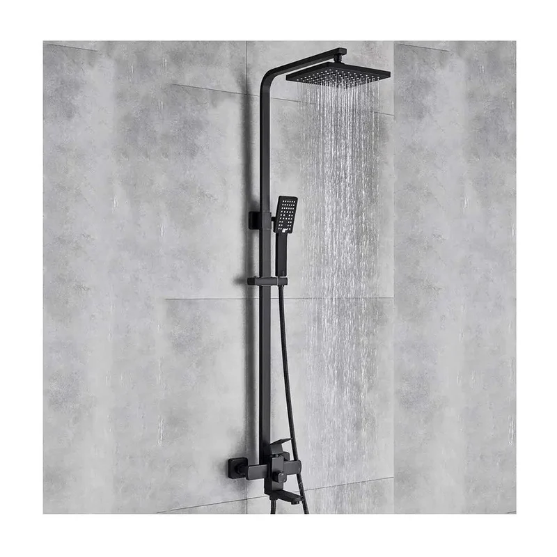 Slick Matte Black Shower System With Single Handle Control And Three Spray Handheld Showerhead For Your Bathroom Upgrade, Includes Rotating Bathtub Faucet To Amp The Vibe And Deliver A Fresh Shower Flow That Hits Different.