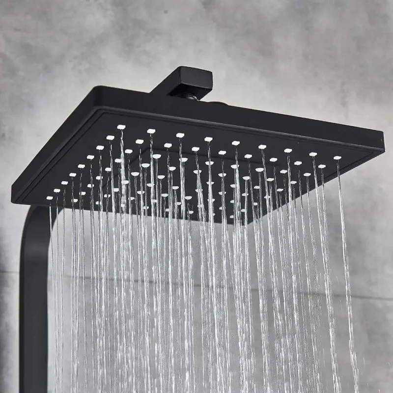 Slick Matte Black Shower System With Single Handle Control And Three Spray Handheld Showerhead For Your Bathroom Upgrade, Includes Rotating Bathtub Faucet To Amp The Vibe And Deliver A Fresh Shower Flow That Hits Different.