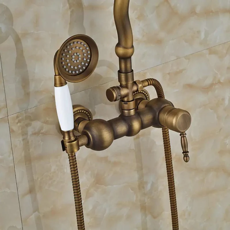 Top Shelf Antique Shower System With Heavy Gauge Rainfall Head And Ergonomic Handheld Sprayer Designed For Smooth Single Handle Control And No Fuss Wall Mount Install Delivering Premium Everyday Flow