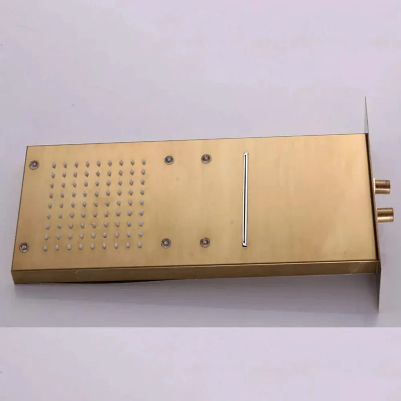Premium Gold Led Waterfall Shower Set Featuring Hella Smooth Brass Valves And Rain Shower Head Plus Handheld Sprayer And Tub spout For Your Top Tier Bathroom Chill Zone Upgrade